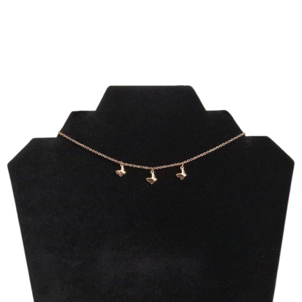 Gold Toned Three Butterfly Charms Girls Lightweight Dainty Fashion Necklace